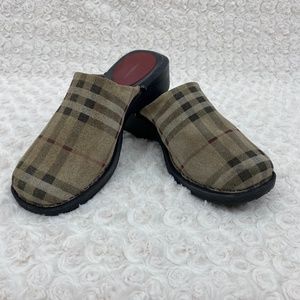 VTG Burberry Nova Check Plaid Clogs Sz 38